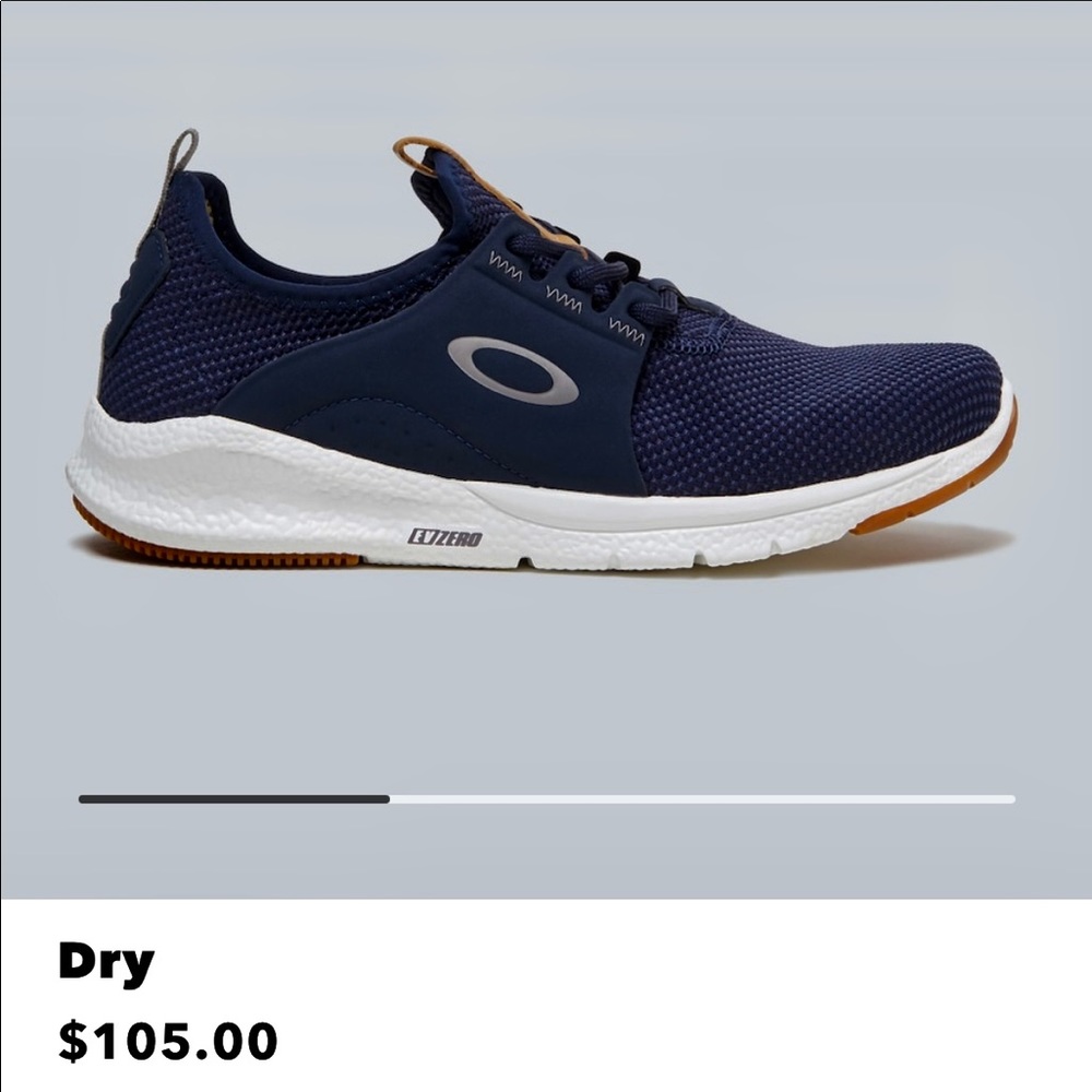 Navy and white Oakley tennis shoe